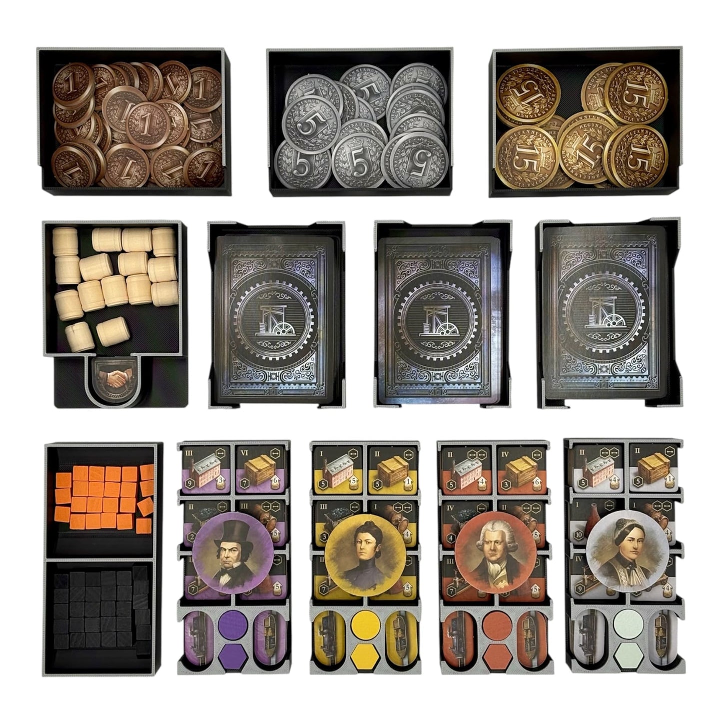 Brass Birmingham Organizer mit 4 Player Trays für schnellen Spielaufbau