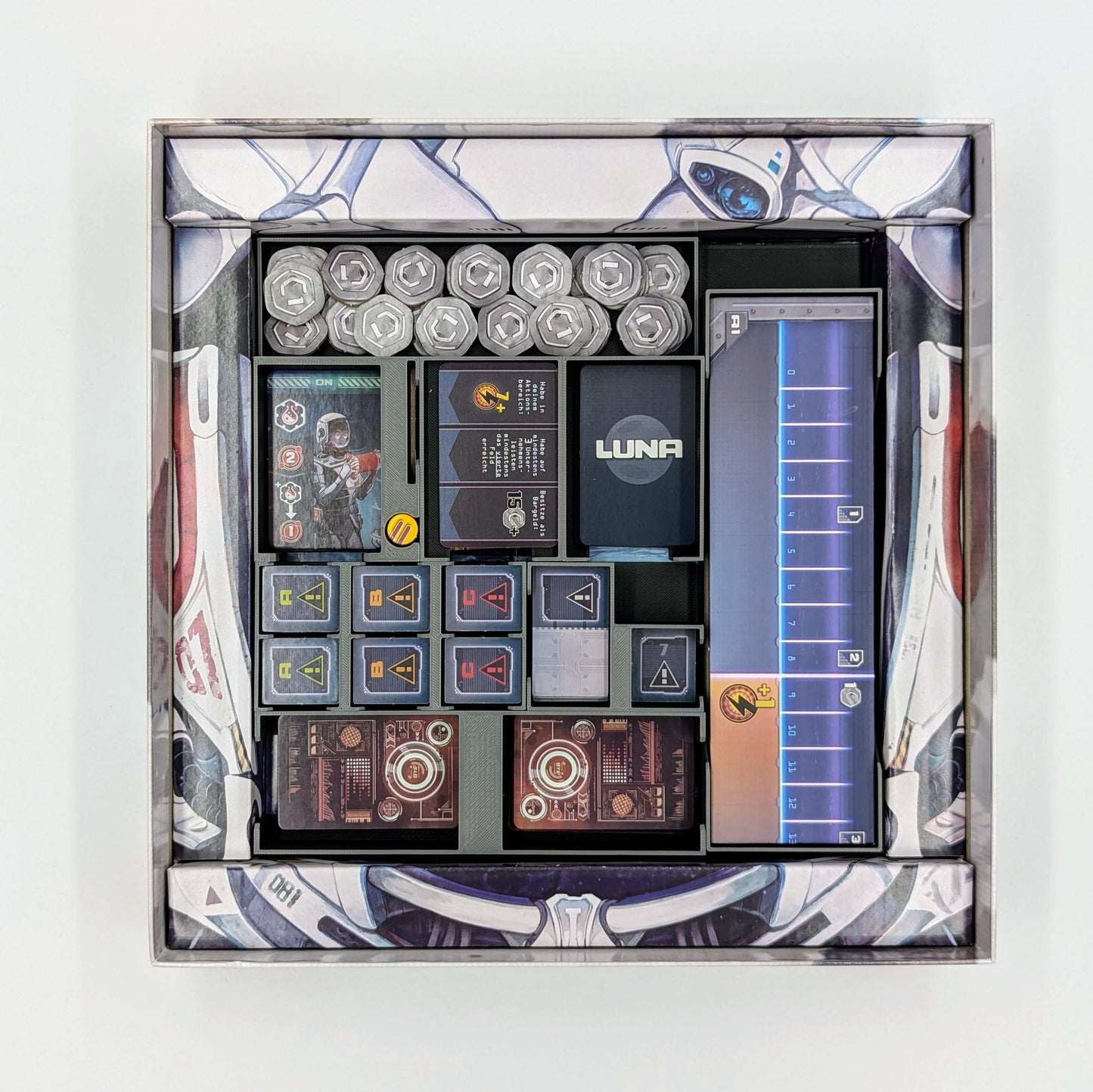 Skymines Insert, erste Lage in der Spieleschachtel
