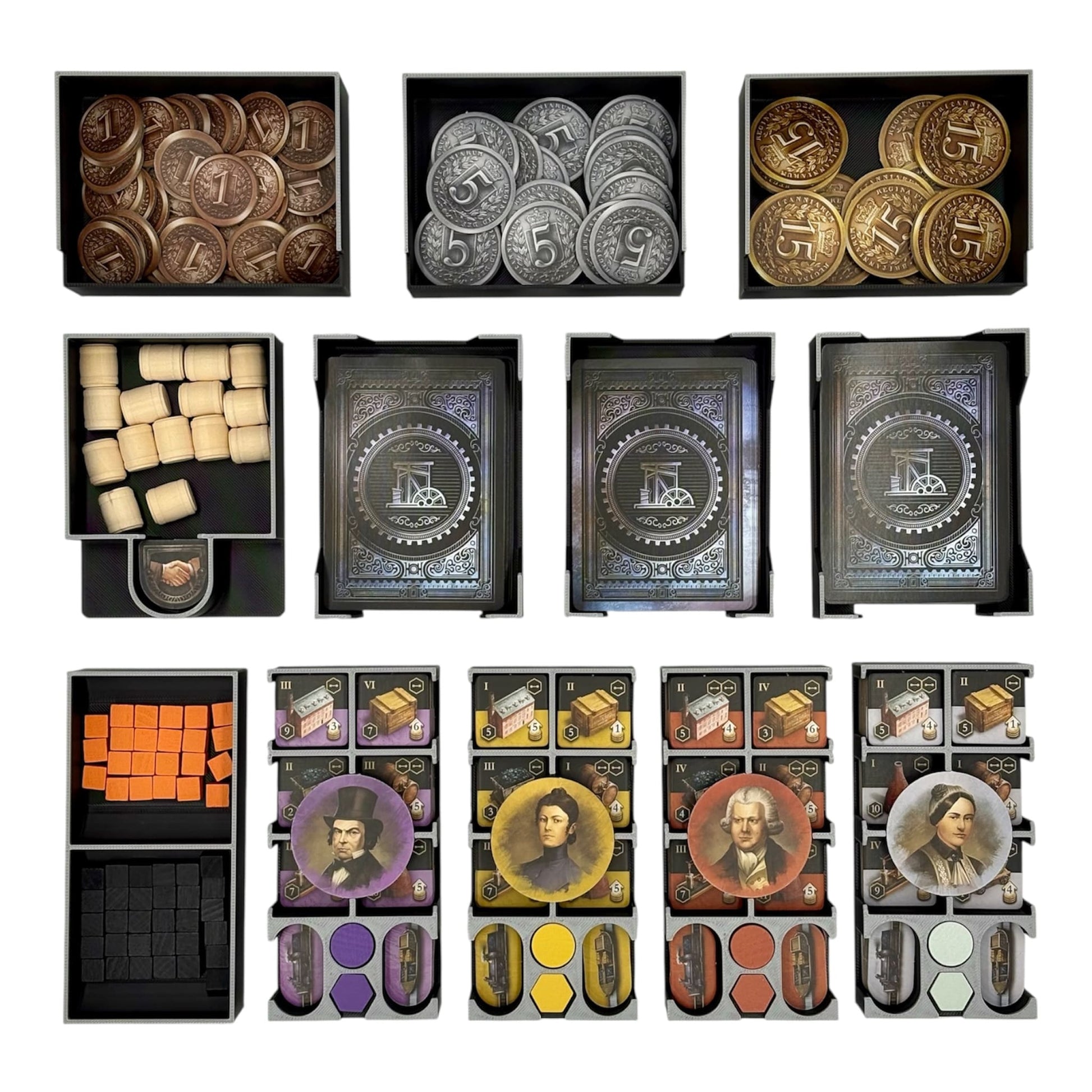 Brass Birmingham Organizer mit 4 Player Trays für schnellen Spielaufbau