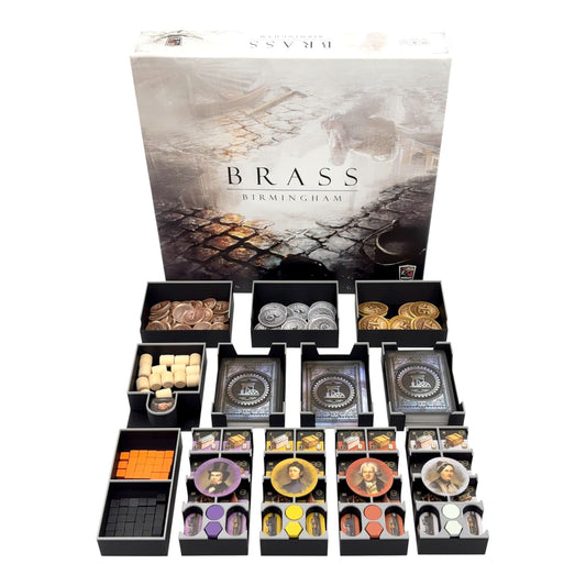 3D-Insert für Brass: Birmingham Brettspiel – Organizer mit 12 Teilen in Schwarz-Silber