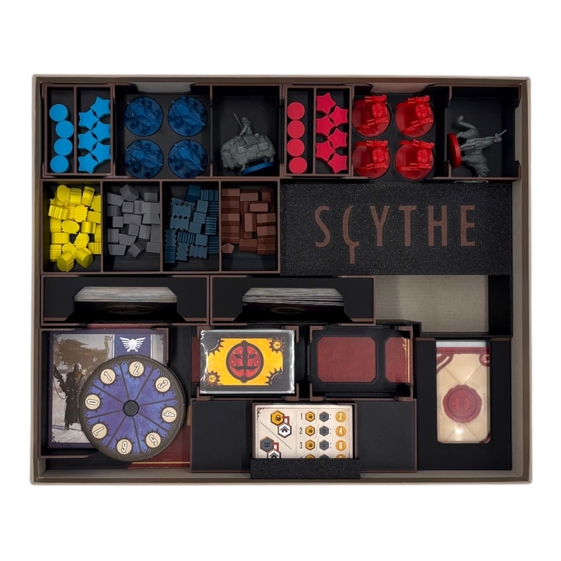Vorletzte Lage des Scythe Inserts mit allen Fächern und Boxen