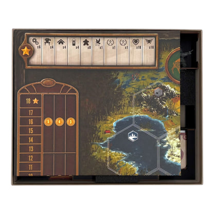 Oberste Lage mit Spielbrett auf dem Scythe Insert