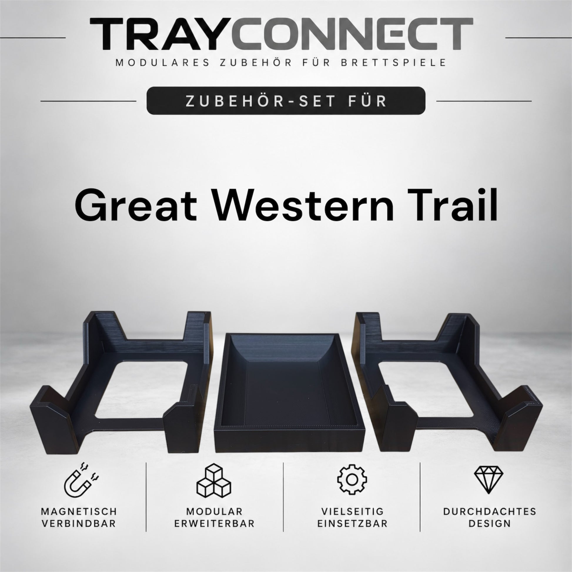 TrayConnect Zubehör-Set für Great Western Trail – 2 Kartenhalter und Münz-Tray in Schwarz